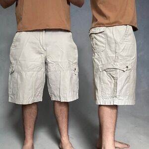 Route 66 Tan Khaki Cargo Shorts Skater Baggy Y2K Vintage Size 36